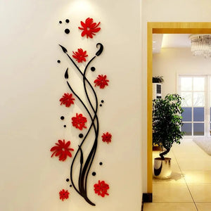 Elegance's Romantic Flower Vine Wall Decals from Kathinscribe showcasing intricate floral designs on a wall.