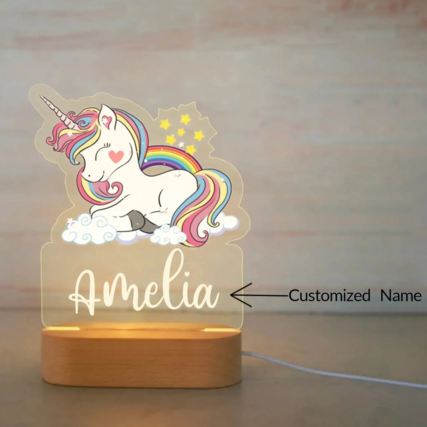 Custom Name LED USB Night Light Personalized Cartoon Acrylic Lamp for Baby Boys Kids Children Home Decoration