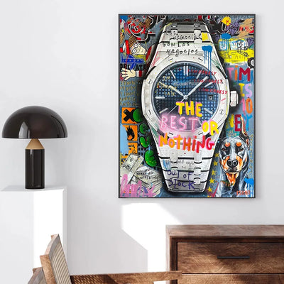 Time is Money Posters and Prints Graffiti Canvas Painting Modern Pop Wall Art Abstract Living Room Picture Home Decor Mural