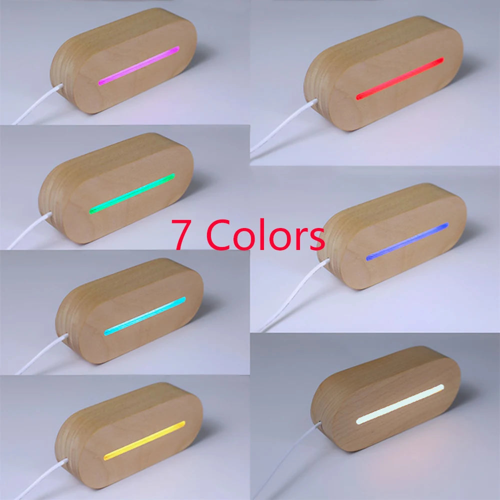 Personalized Name Date 3D Illusion NightLight USB LED Wood Base Acrylic Lamp Home Decor Unique Mother's Day Gift