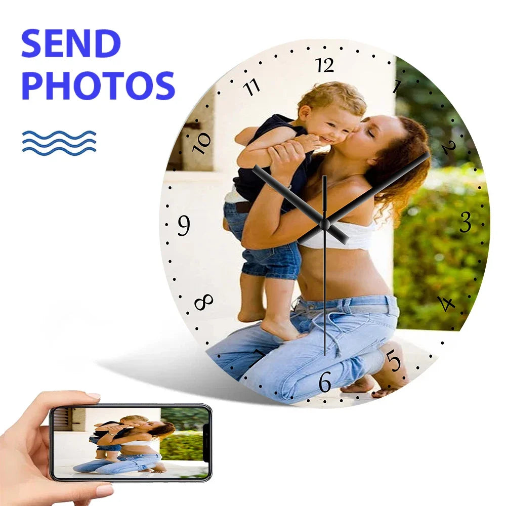 Personalized Wall Clock with custom photo and text options, perfect for home decor and unique gifting.