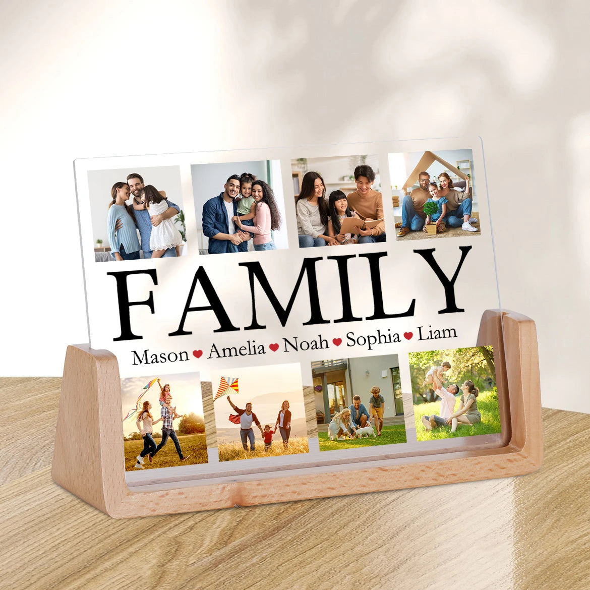 Personalized Family Photo Frame featuring customized name and date, perfect for showcasing cherished family memories.