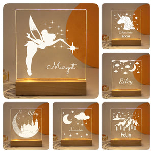 Personalized USB LED Nightlight featuring customizable designs, perfect for adding warmth and charm to kids' rooms, nurseries, or as a bedside light.