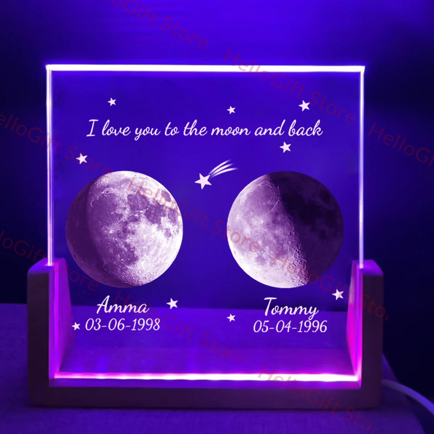 Custom Crystal Moon Lamp Personalized Engraving Customized Home Deco Family Lovers Mother Birthday Anniversary Souvenir Gift