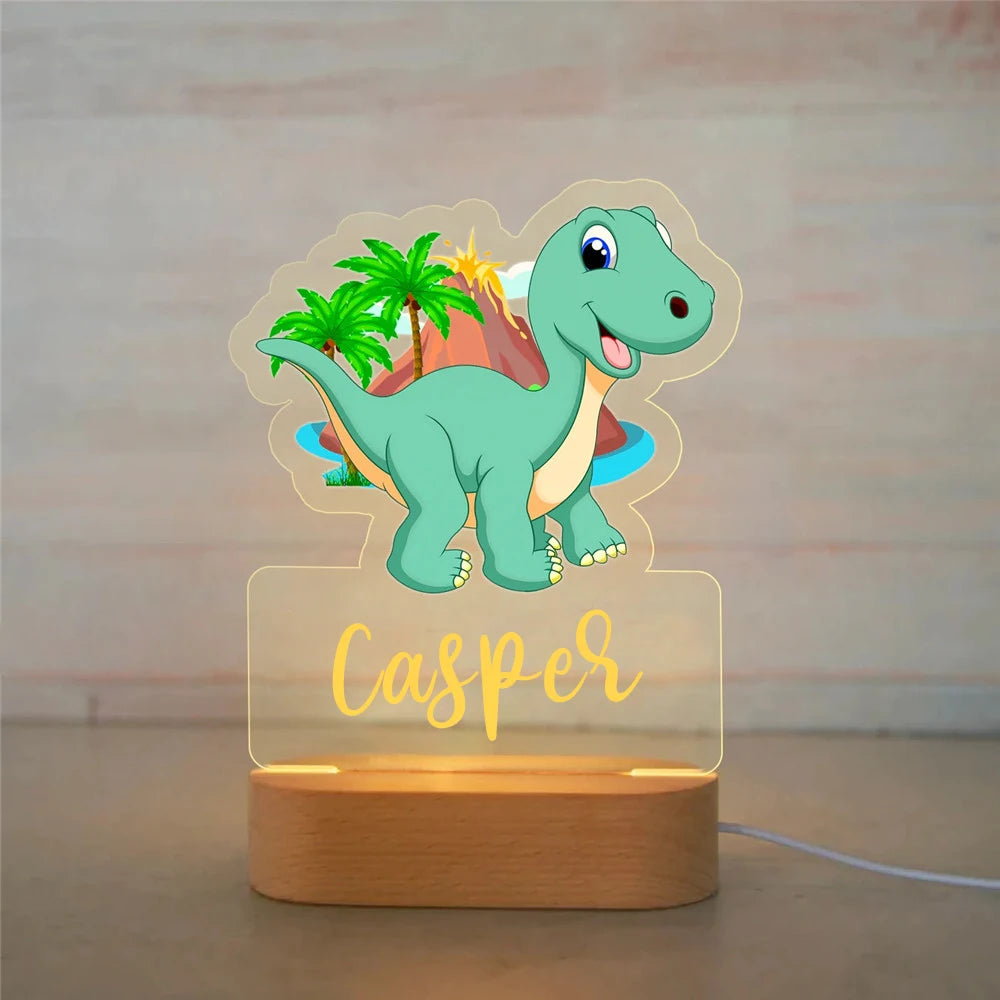 Custom Name LED USB Night Light Personalized Cartoon Acrylic Lamp for Baby Boys Kids Children Home Decoration