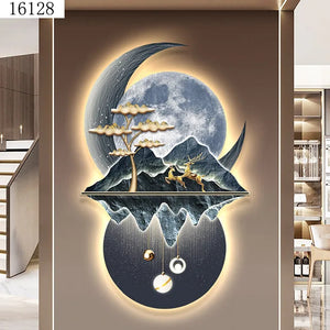 Corridor Wall Lamp with Modern Light Luxury Elk Mural from Kathinscribe, featuring an elegant design and warm illumination.